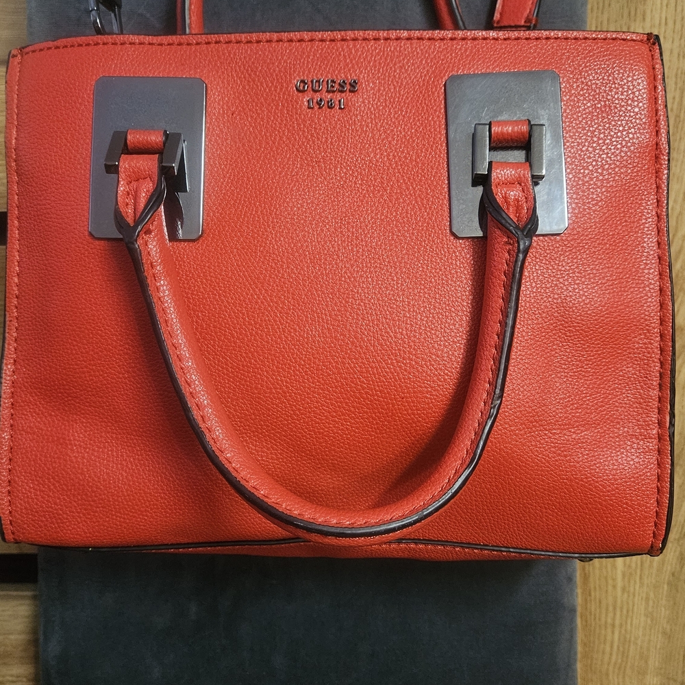 Guess Vibrant Red Leather Satchel